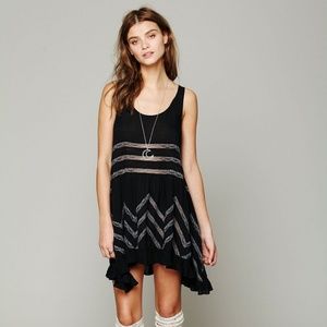 Black and Grey Free People Trapeze Slip Dress